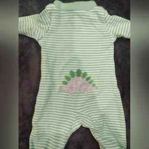 Carter's Premie Green Dinosaur footed onsie